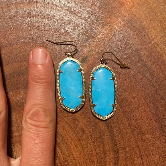 KENDRA Scott gold Elle earrings in‎ turquoise - Picture 3 of 4